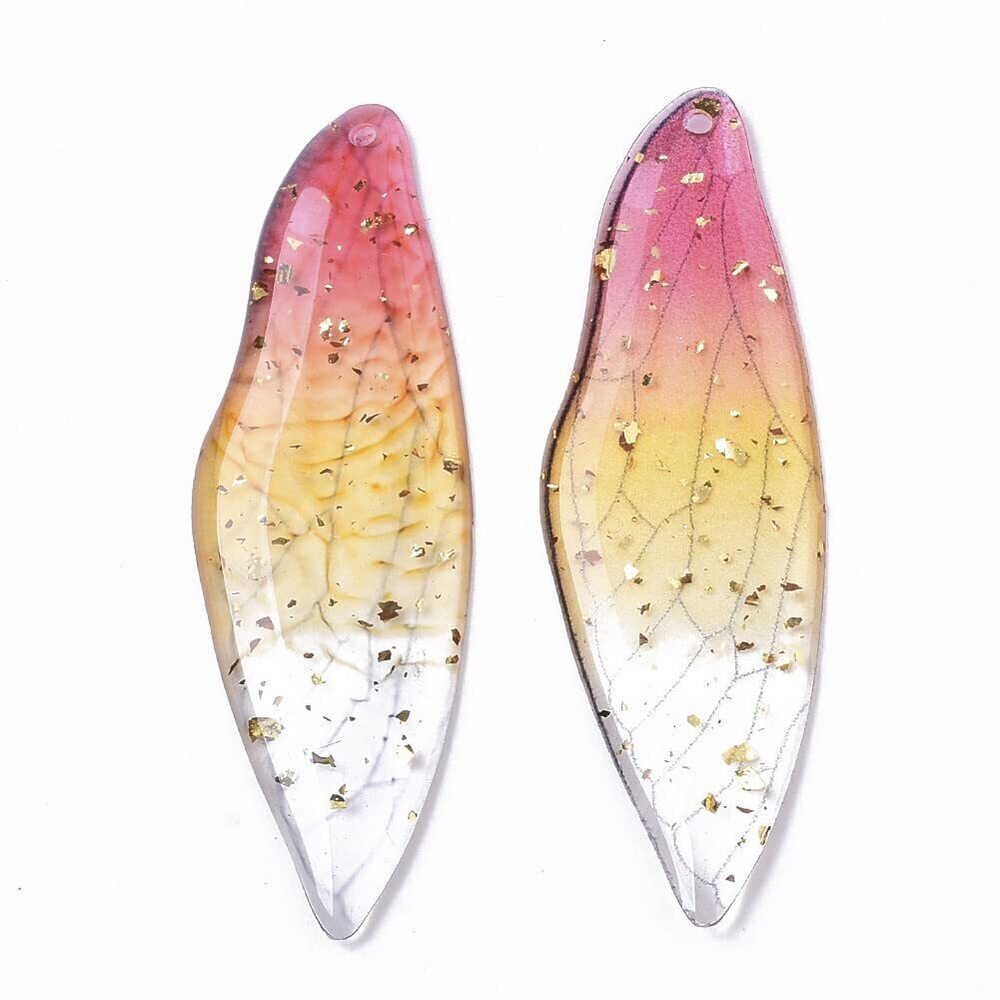 3061 50pc Resin Big Wing Pendants: Transparent Insect Wings - Dragonfly